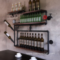 Vinoteca de pared de hierro forjado industrial retro viento